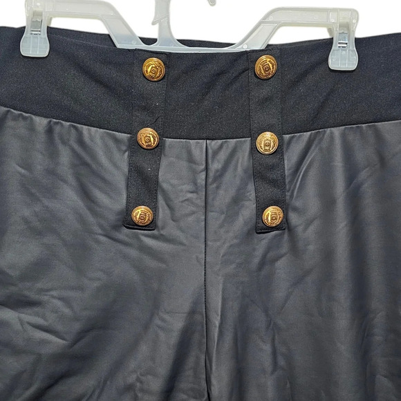 River Island High Rise Button Front Faux-Leather Leggings Black Size US 10 - Picture 3 of 9